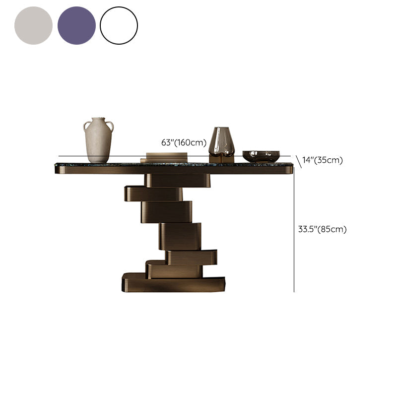 Tabla de acento de consola de mármol glamos con top rectángulo para hall