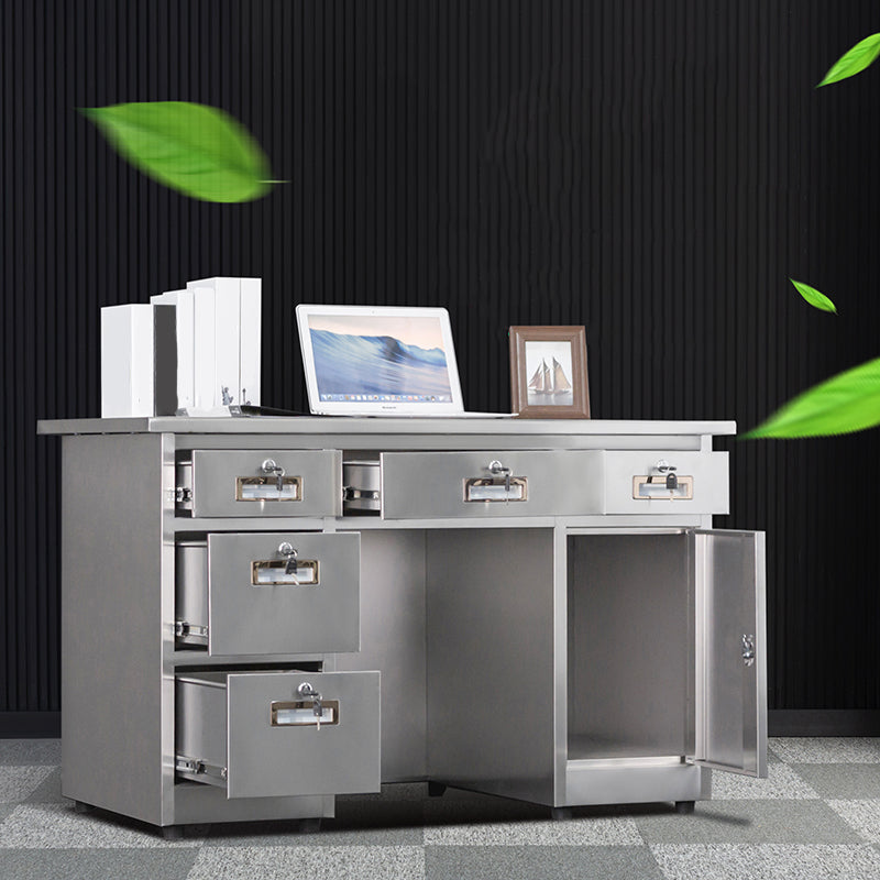 Rectangular Shaped Silver Office Desk with 3/5 Drawers for Office 47.2"L x 23.6"W x 29.5"H 5 1 Clearhalo 'furn' 'furn_office_desk' 'Furniture' 'Office Desks' 'Office Furniture' 'office_desk' 7808699