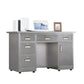 Rectangular Shaped Silver Office Desk with 3/5 Drawers for Office Clearhalo 'furn' 'furn_office_desk' 'Furniture' 'Office Desks' 'Office Furniture' 'office_desk' 7808704
