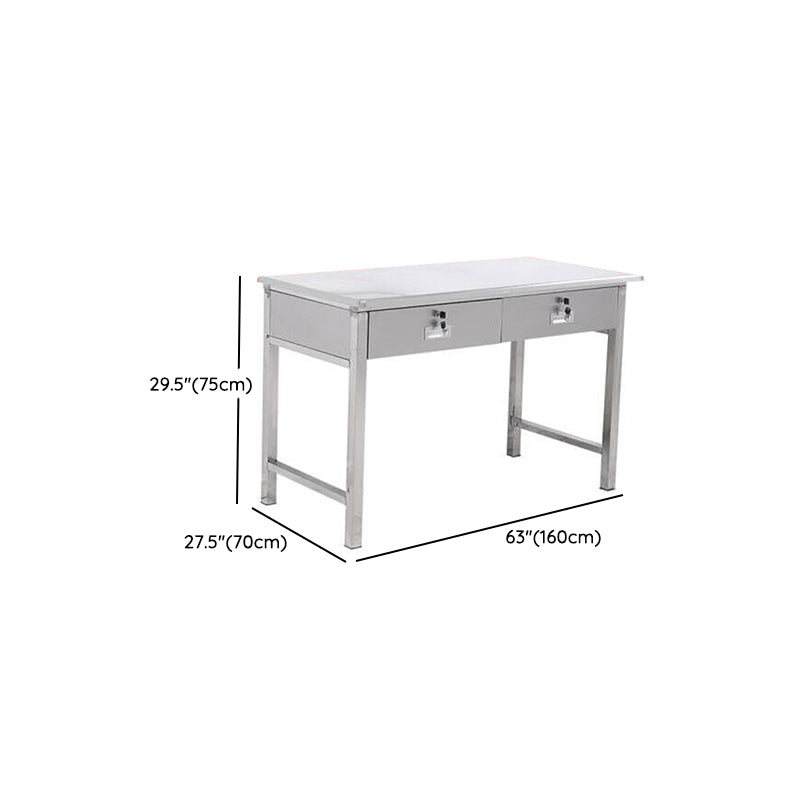 Rectangular Shaped Silver Office Desk with 3/5 Drawers for Office Clearhalo 'furn' 'furn_office_desk' 'Furniture' 'Office Desks' 'Office Furniture' 'office_desk' 7808716