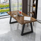 Table d'écriture de bureau de forme irrégulière bois brun avec des jambes en métal