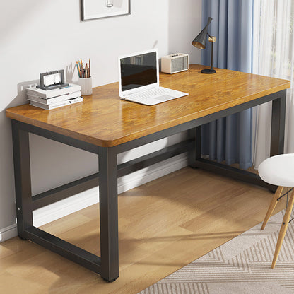 Table d'ordinateur portable de bureau de forme rectangulaire en bois brun avec 2 lames