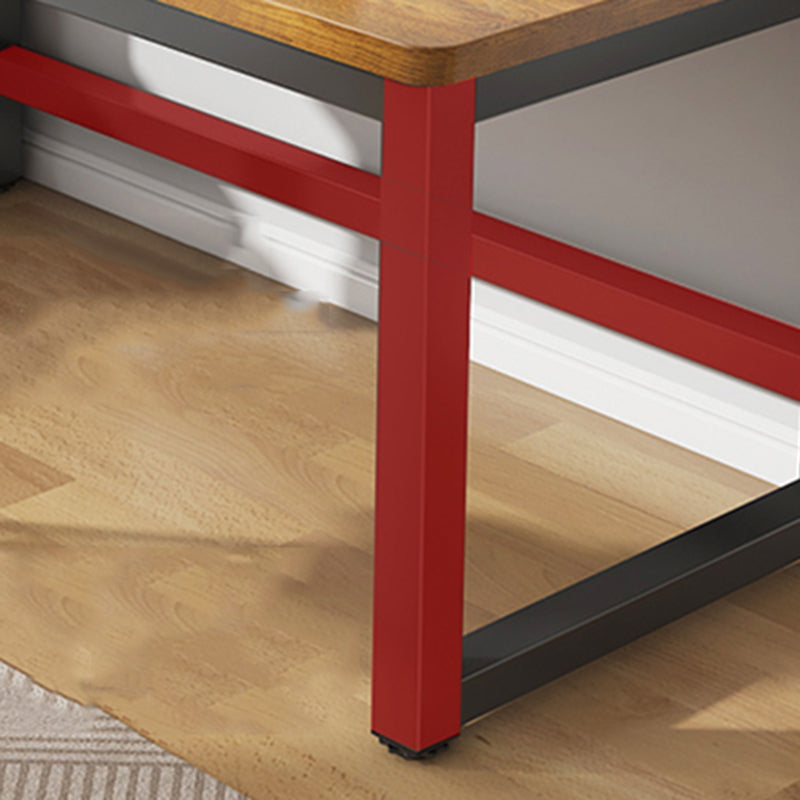 Table d'ordinateur portable de bureau de forme rectangulaire en bois brun avec 2 lames