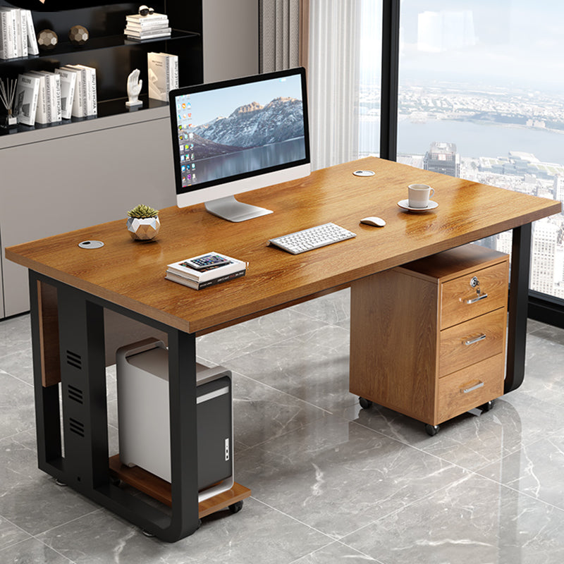Modern Style Rectangular Shaped Office Writing Desk Wood in Brown Black Clearhalo 'furn' 'furn_office_desk' 'Furniture' 'Office Desks' 'Office Furniture' 'office_desk' 7808771
