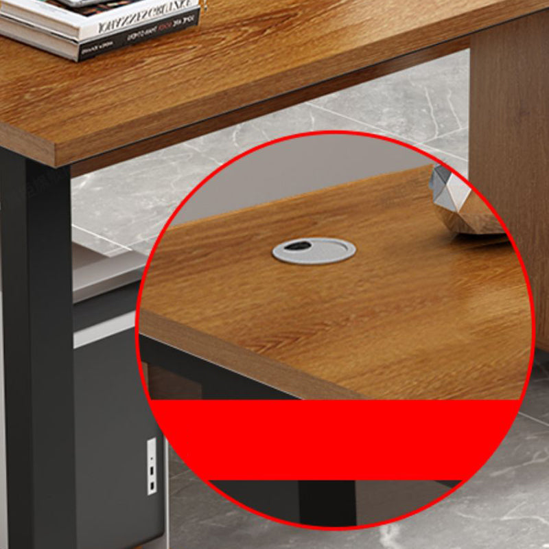 Modern Style Rectangular Shaped Office Writing Desk Wood in Brown Clearhalo 'furn' 'furn_office_desk' 'Furniture' 'Office Desks' 'Office Furniture' 'office_desk' 7808779