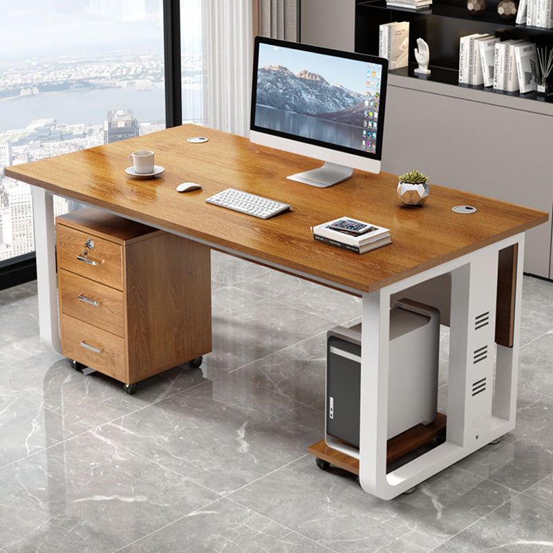 Modern Style Rectangular Shaped Office Writing Desk Wood in Brown Clearhalo 'furn' 'furn_office_desk' 'Furniture' 'Office Desks' 'Office Furniture' 'office_desk' 7808780