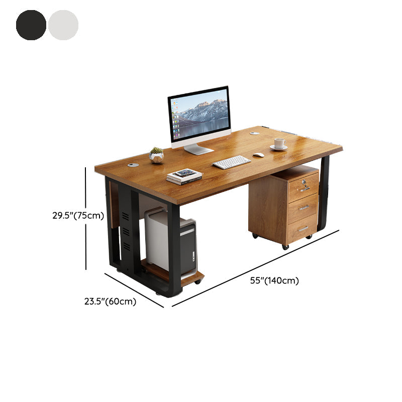 Modern Style Rectangular Shaped Office Writing Desk Wood in Brown Clearhalo 'furn' 'furn_office_desk' 'Furniture' 'Office Desks' 'Office Furniture' 'office_desk' 7808783