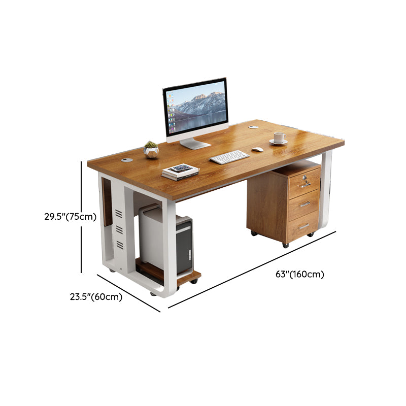 Modern Style Rectangular Shaped Office Writing Desk Wood in Brown Clearhalo 'furn' 'furn_office_desk' 'Furniture' 'Office Desks' 'Office Furniture' 'office_desk' 7808784
