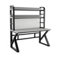 Contemporary Dormitory Writing Desk Sled Base Office Desk with Storage Shelves Black Dark Grey Clearhalo 'furn' 'furn_office_desk' 'Furniture' 'Office Desks' 'Office Furniture' 'office_desk' 7808892