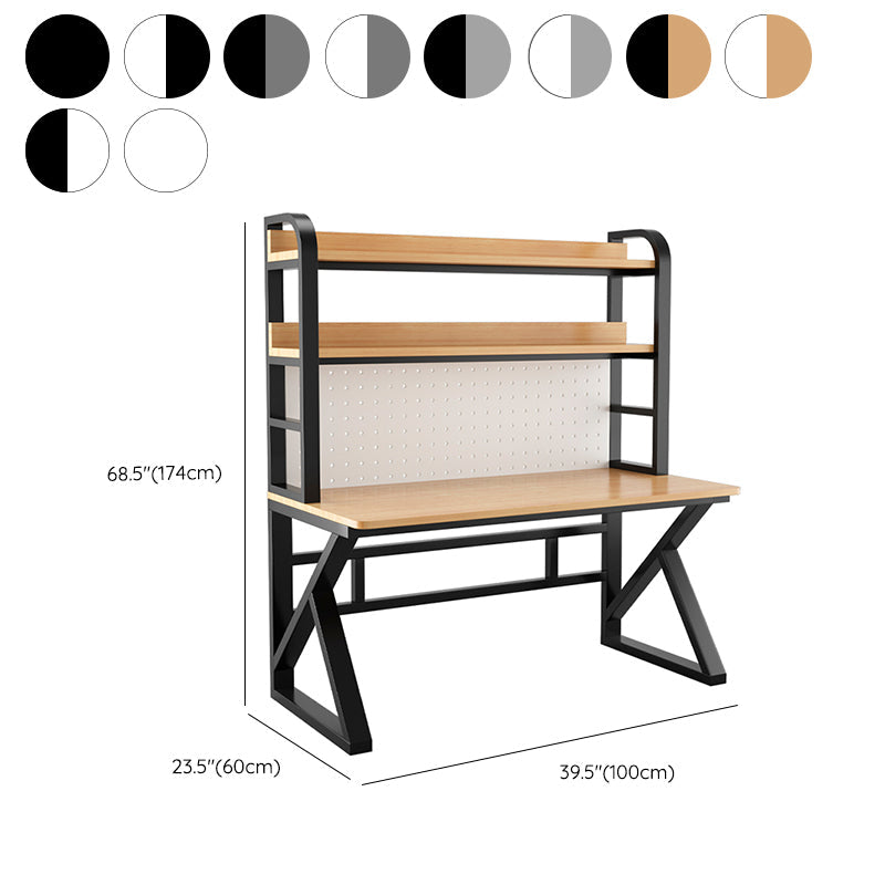 Contemporary Dormitory Writing Desk Sled Base Office Desk with Storage Shelves Clearhalo 'furn' 'furn_office_desk' 'Furniture' 'Office Desks' 'Office Furniture' 'office_desk' 7808911