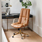 Modern Leather Office Chair Adjustable Seat Height Fixed Arms with Wheels