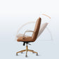 Modern Leather Office Chair Adjustable Seat Height Fixed Arms with Wheels