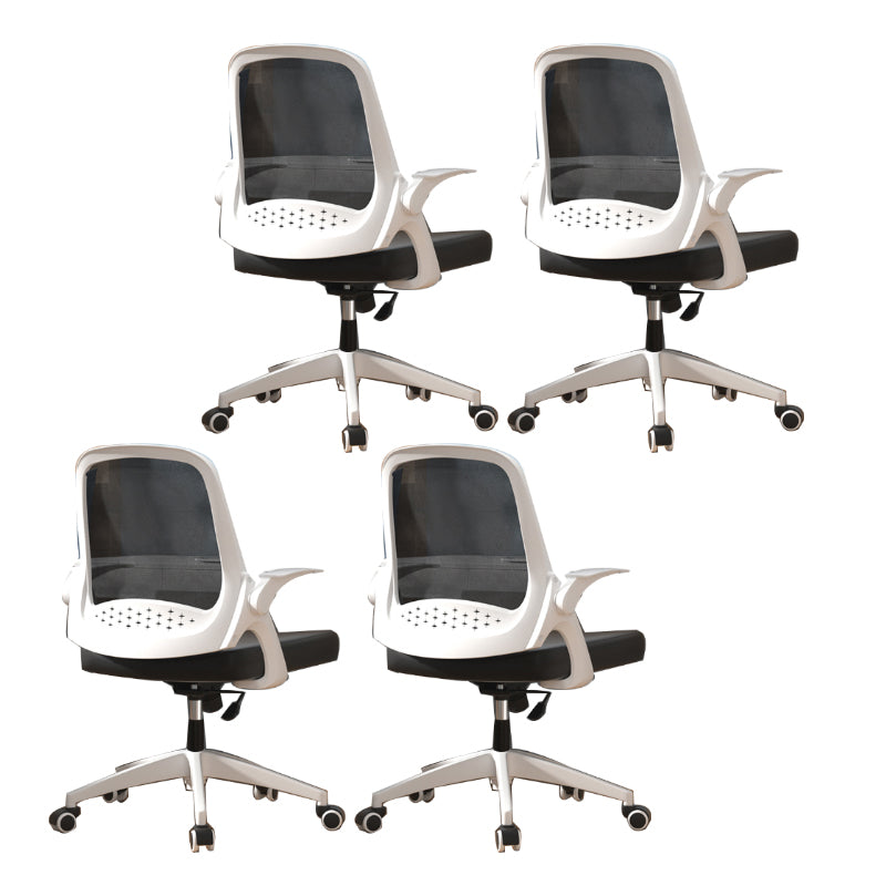 Modern Style Office Chair Adjustable Seat Height with Wheels White-Black 4 Piece Set Latex Clearhalo 'furn' 'furn_office_chair' 'Furniture' 'Office Chairs' 'Office Furniture' 'office_chair' 7808934