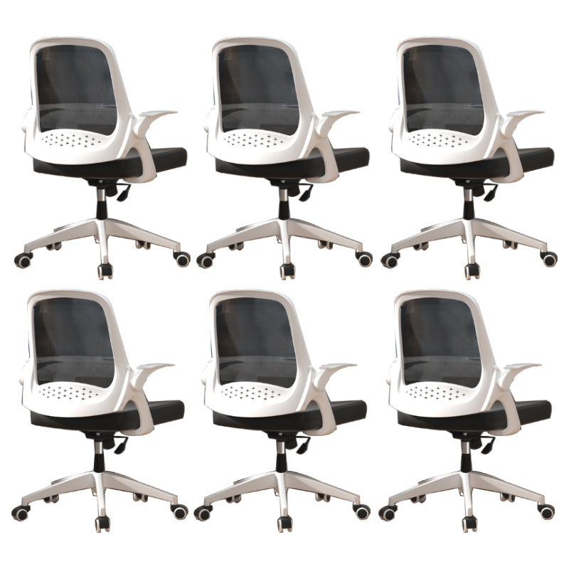 Modern Style Office Chair Adjustable Seat Height with Wheels White-Black 6 Piece Set Latex Clearhalo 'furn' 'furn_office_chair' 'Furniture' 'Office Chairs' 'Office Furniture' 'office_chair' 7808936