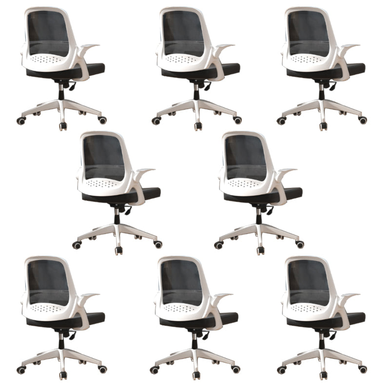 Modern Style Office Chair Adjustable Seat Height with Wheels White-Black 8 Piece Set Latex Clearhalo 'furn' 'furn_office_chair' 'Furniture' 'Office Chairs' 'Office Furniture' 'office_chair' 7808939