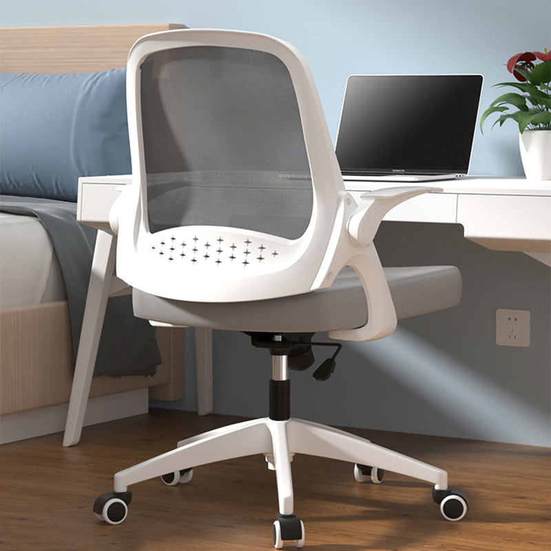 Modern Style Office Chair Adjustable Seat Height with Wheels White-Gray 1 Piece Latex Clearhalo 'furn' 'furn_office_chair' 'Furniture' 'Office Chairs' 'Office Furniture' 'office_chair' 7808941