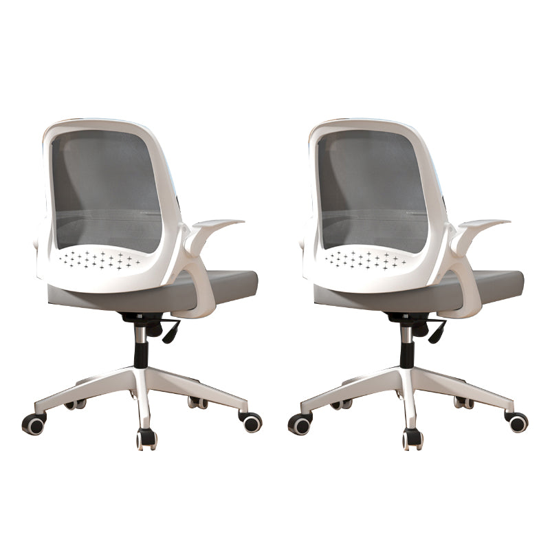 Modern Style Office Chair Adjustable Seat Height with Wheels White-Gray 2 Piece Set Latex Clearhalo 'furn' 'furn_office_chair' 'Furniture' 'Office Chairs' 'Office Furniture' 'office_chair' 7808943