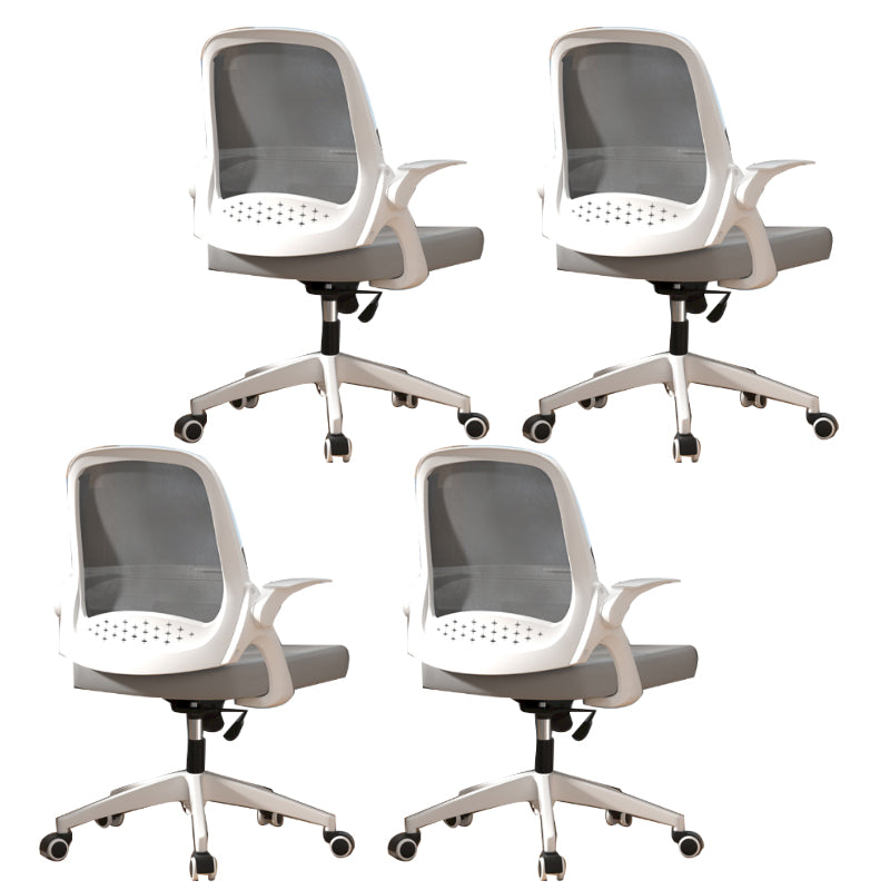 Modern Style Office Chair Adjustable Seat Height with Wheels White-Gray 4 Piece Set Latex Clearhalo 'furn' 'furn_office_chair' 'Furniture' 'Office Chairs' 'Office Furniture' 'office_chair' 7808945