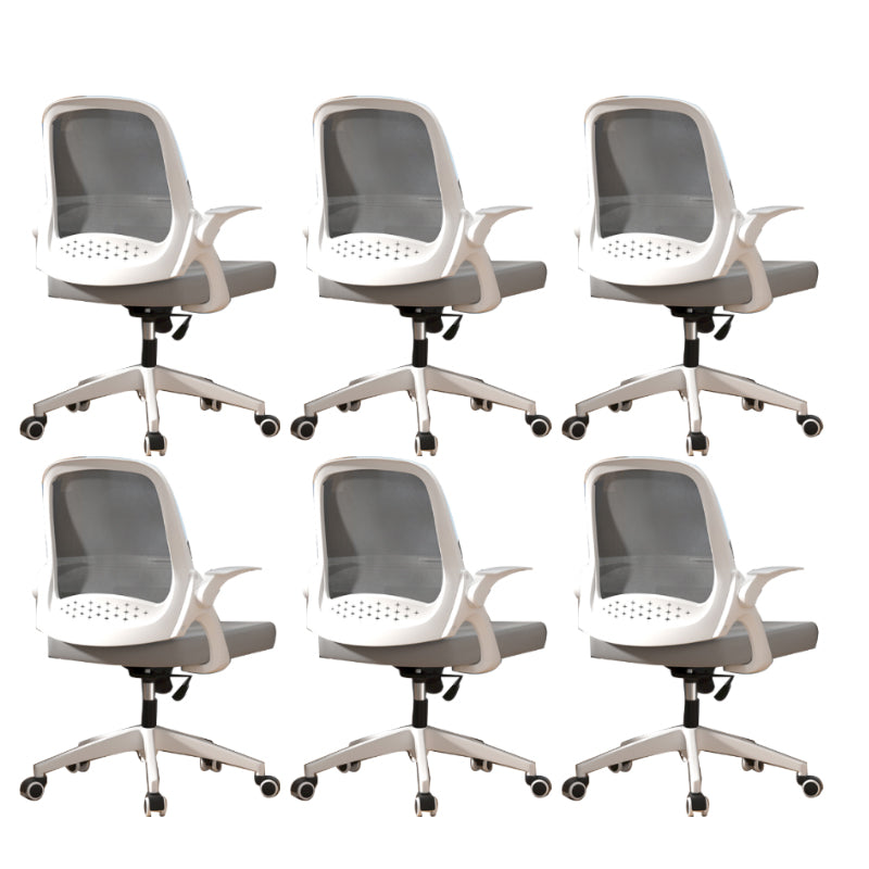 Modern Style Office Chair Adjustable Seat Height with Wheels White-Gray 6 Piece Set Latex Clearhalo 'furn' 'furn_office_chair' 'Furniture' 'Office Chairs' 'Office Furniture' 'office_chair' 7808946