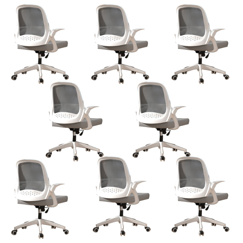 Modern Style Office Chair Adjustable Seat Height with Wheels White-Gray 8 Piece Set Latex Clearhalo 'furn' 'furn_office_chair' 'Furniture' 'Office Chairs' 'Office Furniture' 'office_chair' 7808948