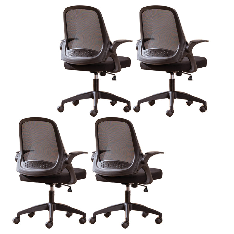 Modern Style Office Chair Adjustable Seat Height with Wheels Black 4 Piece Set Latex Clearhalo 'furn' 'furn_office_chair' 'Furniture' 'Office Chairs' 'Office Furniture' 'office_chair' 7808952