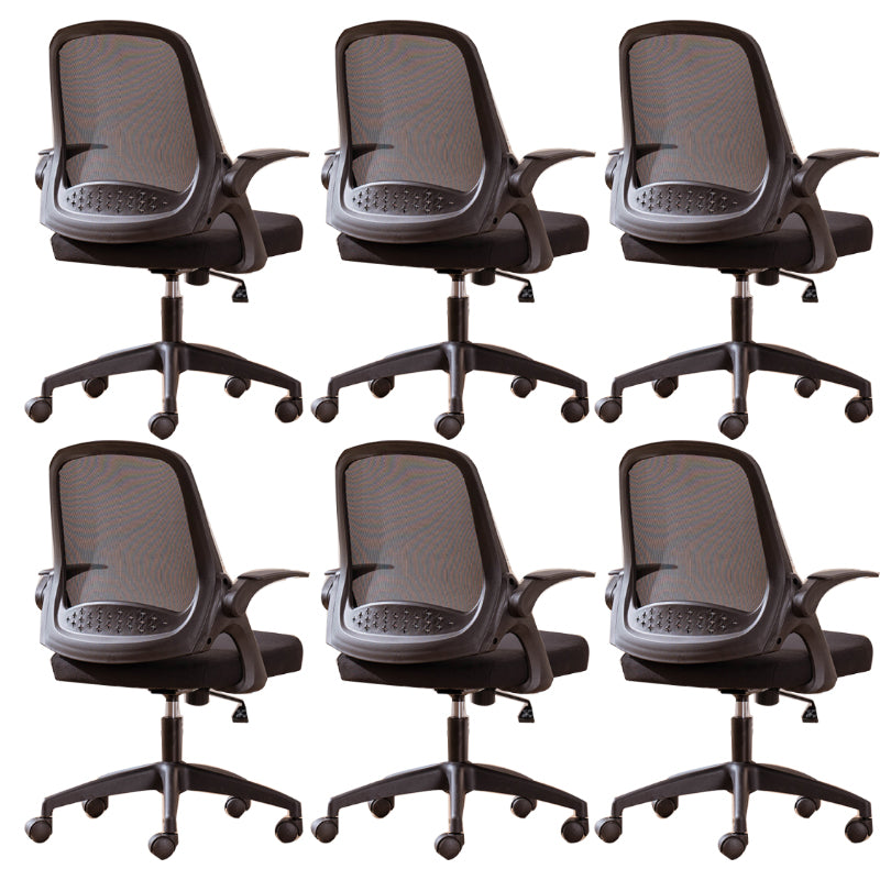 Modern Style Office Chair Adjustable Seat Height with Wheels Black 6 Piece Set Latex Clearhalo 'furn' 'furn_office_chair' 'Furniture' 'Office Chairs' 'Office Furniture' 'office_chair' 7808953