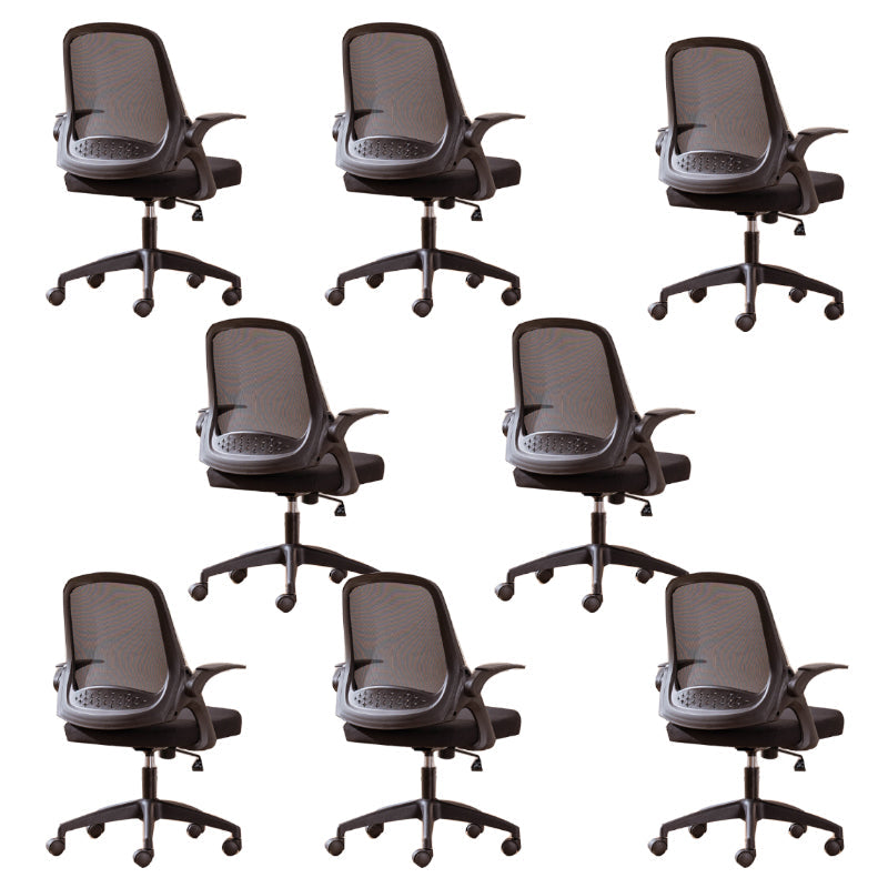 Modern Style Office Chair Adjustable Seat Height with Wheels Black 8 Piece Set Latex Clearhalo 'furn' 'furn_office_chair' 'Furniture' 'Office Chairs' 'Office Furniture' 'office_chair' 7808954
