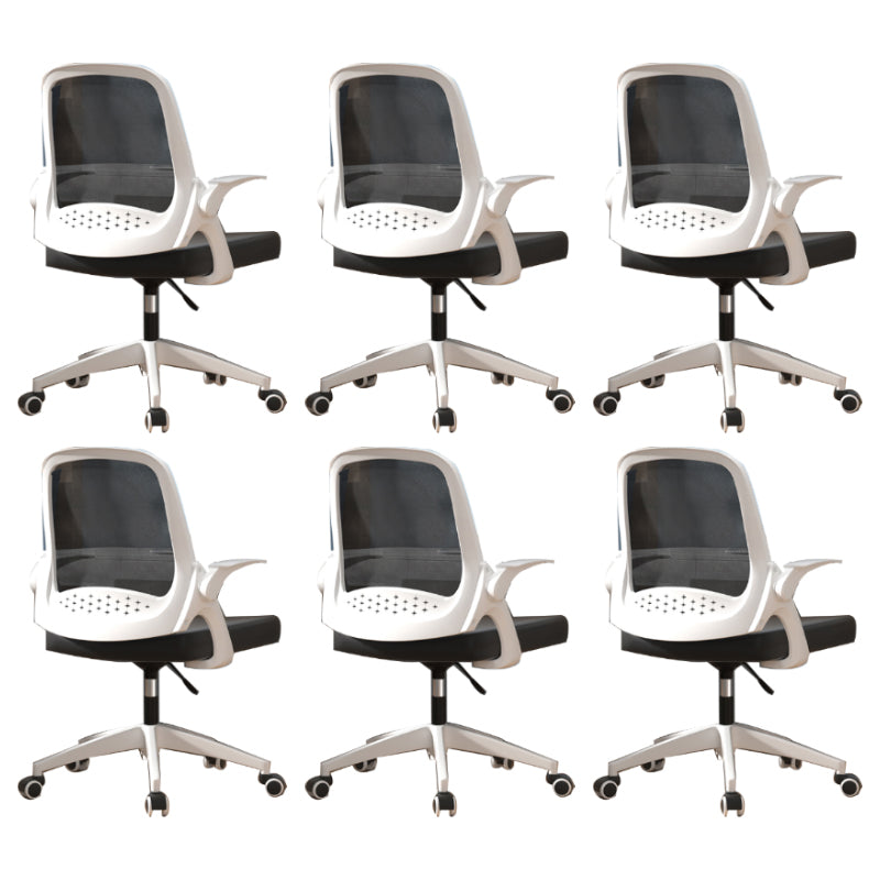 Modern Style Office Chair Adjustable Seat Height with Wheels White-Black 6 Piece Set Sponge Clearhalo 'furn' 'furn_office_chair' 'Furniture' 'Office Chairs' 'Office Furniture' 'office_chair' 7808958