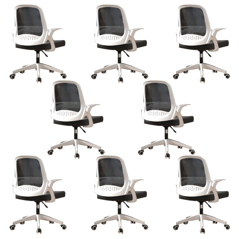 Modern Style Office Chair Adjustable Seat Height with Wheels White-Black 8 Piece Set Sponge Clearhalo 'furn' 'furn_office_chair' 'Furniture' 'Office Chairs' 'Office Furniture' 'office_chair' 7808959