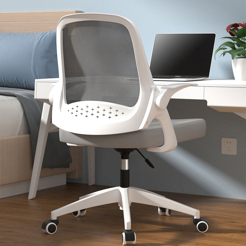 Modern Style Office Chair Adjustable Seat Height with Wheels White-Gray 1 Piece Sponge Clearhalo 'furn' 'furn_office_chair' 'Furniture' 'Office Chairs' 'Office Furniture' 'office_chair' 7808960