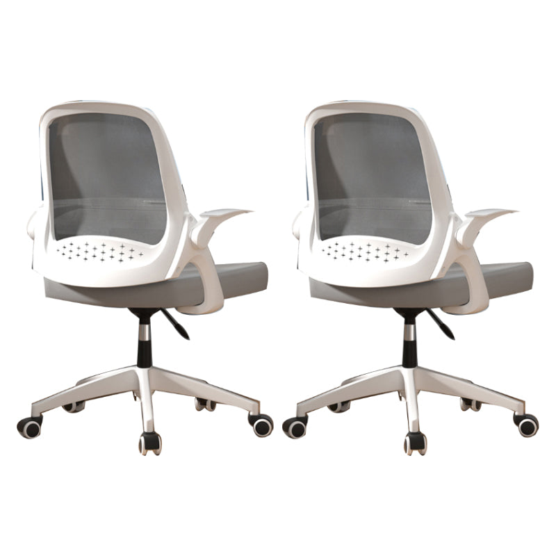 Modern Style Office Chair Adjustable Seat Height with Wheels White-Gray 2 Piece Set Sponge Clearhalo 'furn' 'furn_office_chair' 'Furniture' 'Office Chairs' 'Office Furniture' 'office_chair' 7808961