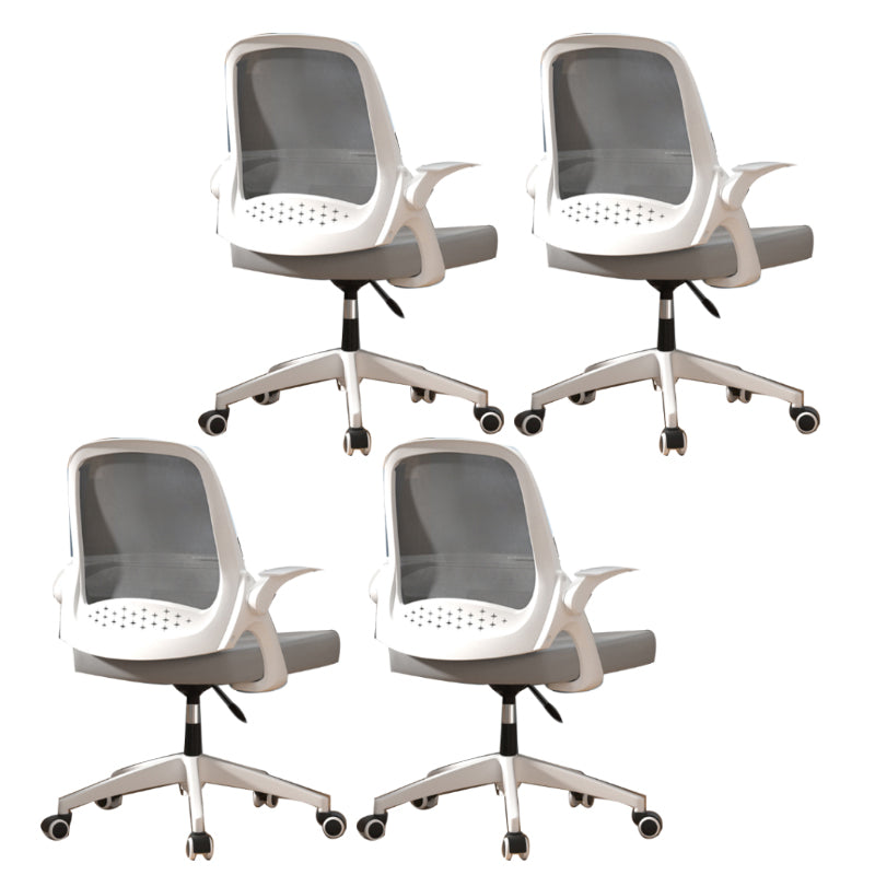 Modern Style Office Chair Adjustable Seat Height with Wheels White-Gray 4 Piece Set Sponge Clearhalo 'furn' 'furn_office_chair' 'Furniture' 'Office Chairs' 'Office Furniture' 'office_chair' 7808962