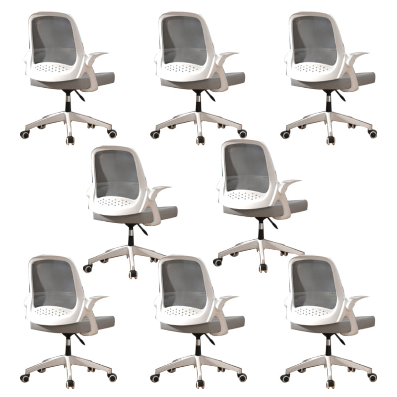 Modern Style Office Chair Adjustable Seat Height with Wheels White-Gray 8 Piece Set Sponge Clearhalo 'furn' 'furn_office_chair' 'Furniture' 'Office Chairs' 'Office Furniture' 'office_chair' 7808964