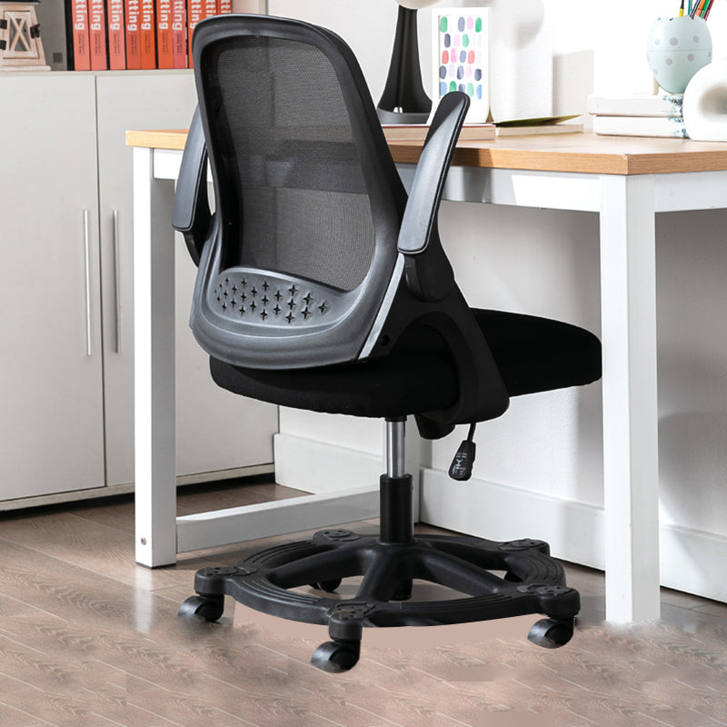 Modern Style Office Chair Adjustable Seat Height with Wheels Black-Black 1 Piece Sponge Clearhalo 'furn' 'furn_office_chair' 'Furniture' 'Office Chairs' 'Office Furniture' 'office_chair' 7808970