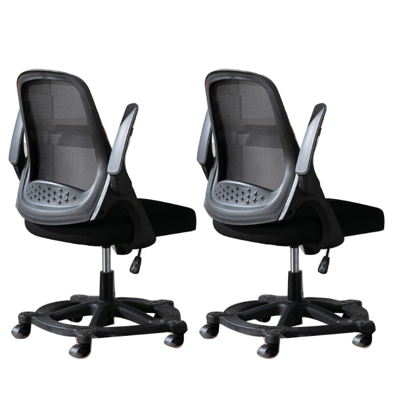 Modern Style Office Chair Adjustable Seat Height with Wheels Black-Black 2 Piece Set Sponge Clearhalo 'furn' 'furn_office_chair' 'Furniture' 'Office Chairs' 'Office Furniture' 'office_chair' 7808971