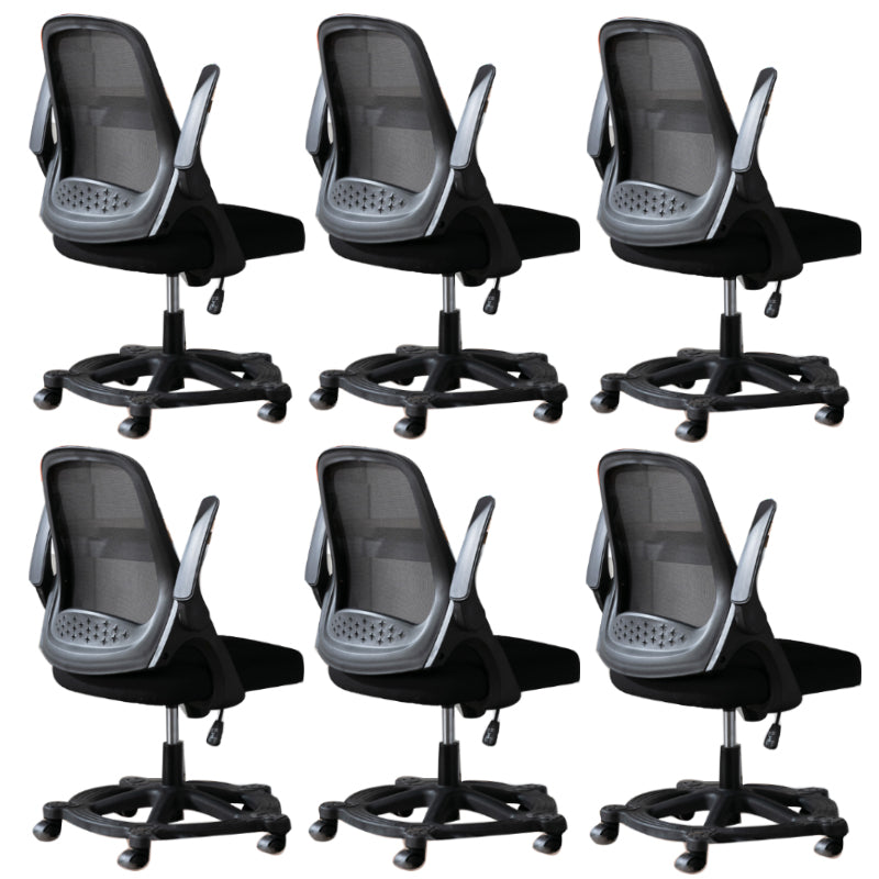 Modern Style Office Chair Adjustable Seat Height with Wheels Black-Black 6 Piece Set Sponge Clearhalo 'furn' 'furn_office_chair' 'Furniture' 'Office Chairs' 'Office Furniture' 'office_chair' 7808973