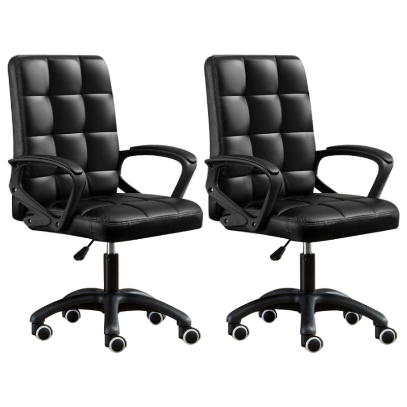 Modern Slide Office Chair Adjustable Seat Height with Wheels Black 2 Piece Set Clearhalo 'furn' 'furn_office_chair' 'Furniture' 'Office Chairs' 'Office Furniture' 'office_chair' 7809041
