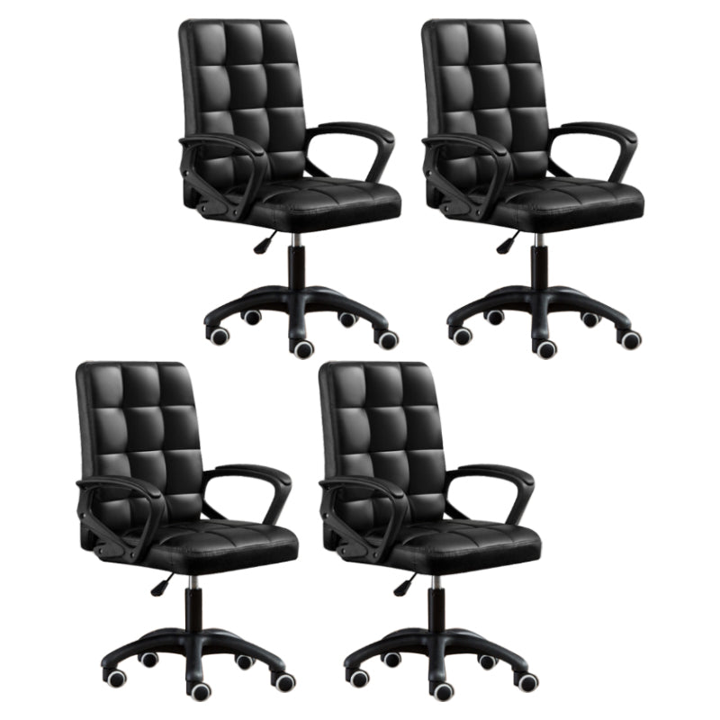 Modern Slide Office Chair Adjustable Seat Height with Wheels Black 4 Piece Set Clearhalo 'furn' 'furn_office_chair' 'Furniture' 'Office Chairs' 'Office Furniture' 'office_chair' 7809044