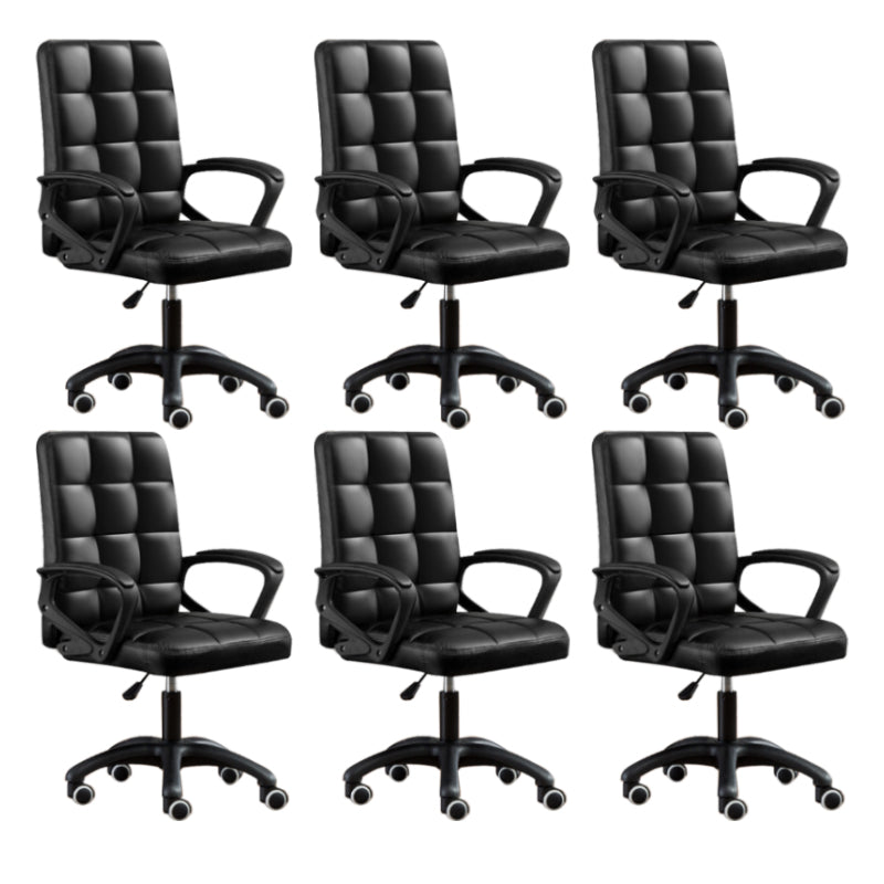 Modern Slide Office Chair Adjustable Seat Height with Wheels Black 6 Piece Set Clearhalo 'furn' 'furn_office_chair' 'Furniture' 'Office Chairs' 'Office Furniture' 'office_chair' 7809046