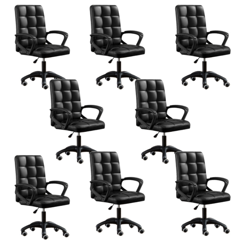 Modern Slide Office Chair Adjustable Seat Height with Wheels Black 8 Piece Set Clearhalo 'furn' 'furn_office_chair' 'Furniture' 'Office Chairs' 'Office Furniture' 'office_chair' 7809047