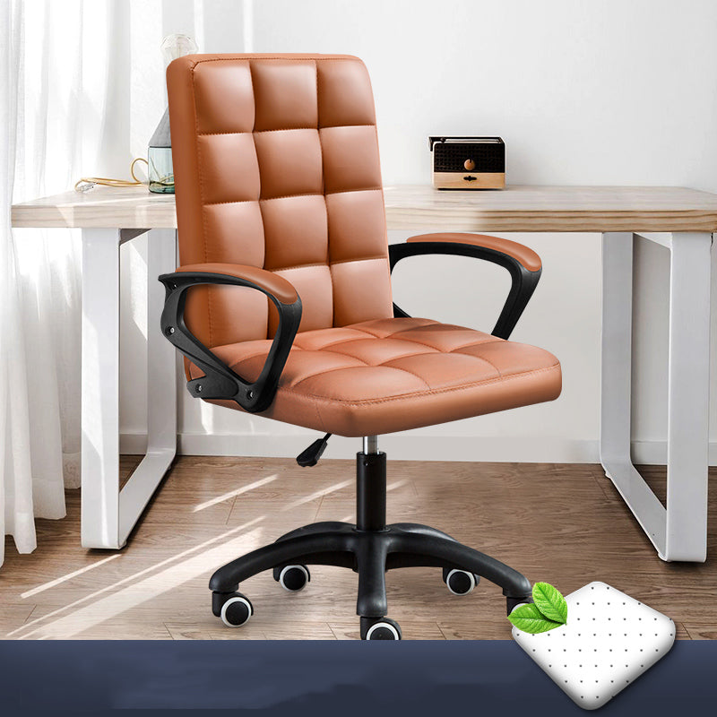 Modern Slide Office Chair Adjustable Seat Height with Wheels Brown 1 Piece Sponge Clearhalo 'furn' 'furn_office_chair' 'Furniture' 'Office Chairs' 'Office Furniture' 'office_chair' 7809050