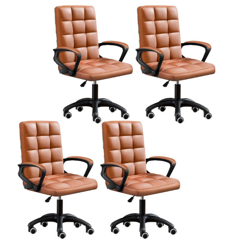Modern Slide Office Chair Adjustable Seat Height with Wheels Brown 4 Piece Set Clearhalo 'furn' 'furn_office_chair' 'Furniture' 'Office Chairs' 'Office Furniture' 'office_chair' 7809056