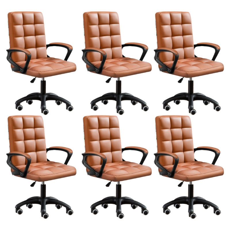 Modern Slide Office Chair Adjustable Seat Height with Wheels Brown 6 Piece Set Clearhalo 'furn' 'furn_office_chair' 'Furniture' 'Office Chairs' 'Office Furniture' 'office_chair' 7809057