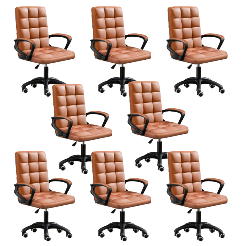 Modern Slide Office Chair Adjustable Seat Height with Wheels Brown 8 Piece Set Clearhalo 'furn' 'furn_office_chair' 'Furniture' 'Office Chairs' 'Office Furniture' 'office_chair' 7809058