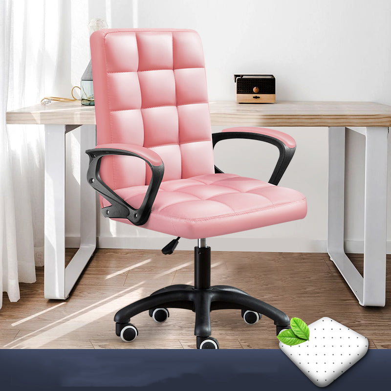 Modern Slide Office Chair Adjustable Seat Height with Wheels Pink 1 Piece Sponge Clearhalo 'furn' 'furn_office_chair' 'Furniture' 'Office Chairs' 'Office Furniture' 'office_chair' 7809059