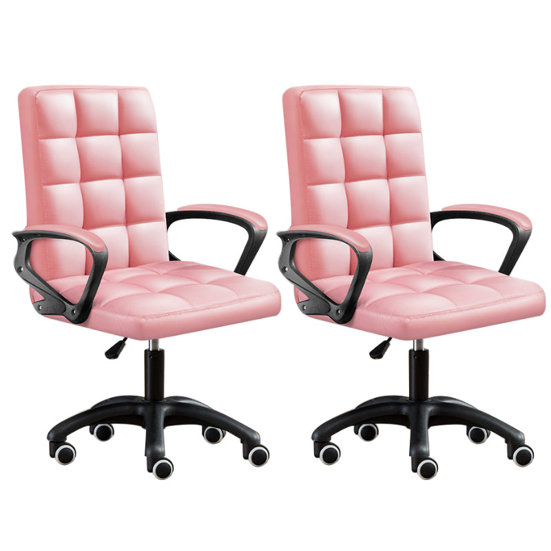 Modern Slide Office Chair Adjustable Seat Height with Wheels Pink 2 Piece Set Clearhalo 'furn' 'furn_office_chair' 'Furniture' 'Office Chairs' 'Office Furniture' 'office_chair' 7809061