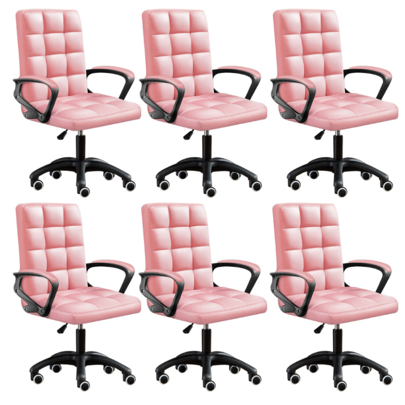 Modern Slide Office Chair Adjustable Seat Height with Wheels Pink 6 Piece Set Clearhalo 'furn' 'furn_office_chair' 'Furniture' 'Office Chairs' 'Office Furniture' 'office_chair' 7809063