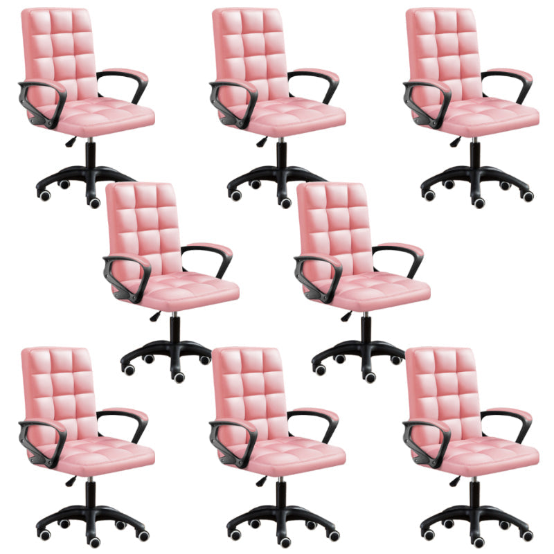 Modern Slide Office Chair Adjustable Seat Height with Wheels Pink 8 Piece Set Clearhalo 'furn' 'furn_office_chair' 'Furniture' 'Office Chairs' 'Office Furniture' 'office_chair' 7809064