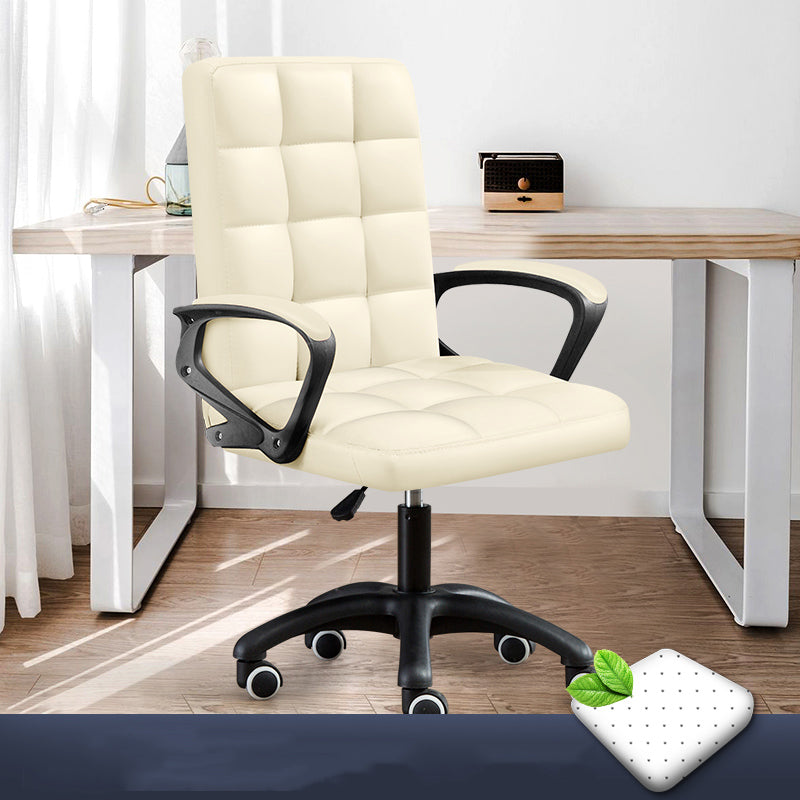 Modern Slide Office Chair Adjustable Seat Height with Wheels Off-White 1 Piece Sponge Clearhalo 'furn' 'furn_office_chair' 'Furniture' 'Office Chairs' 'Office Furniture' 'office_chair' 7809065