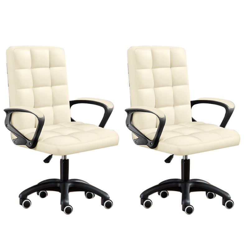 Modern Slide Office Chair Adjustable Seat Height with Wheels Off-White 2 Piece Set Clearhalo 'furn' 'furn_office_chair' 'Furniture' 'Office Chairs' 'Office Furniture' 'office_chair' 7809067